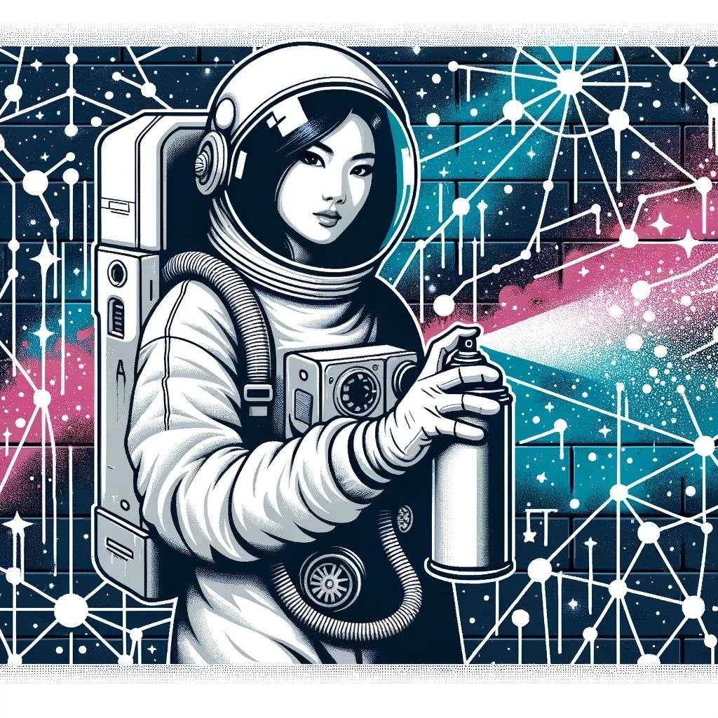 an astronaut, graffiti